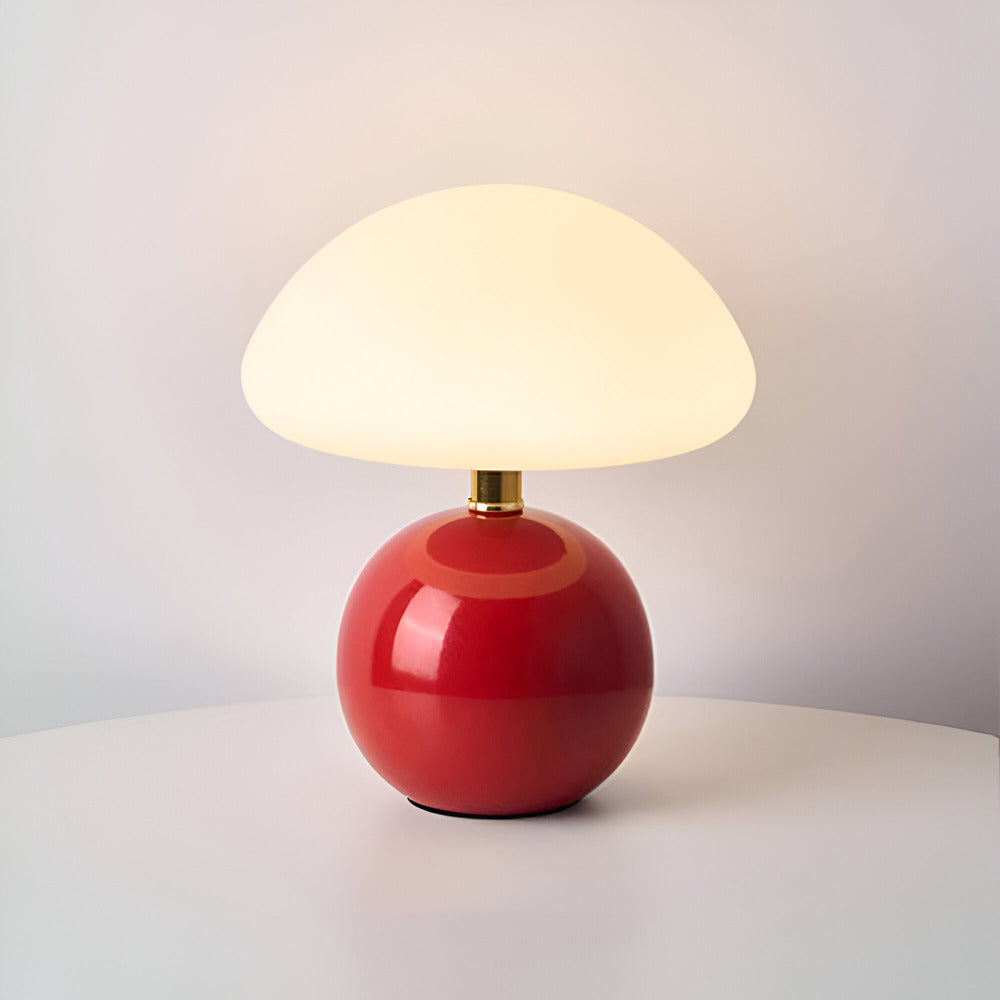 Trendig LED svamplampa, Bauhaus-inspirerad. Vit bordslampa, 3 ljuslägen för stilfull inredning.