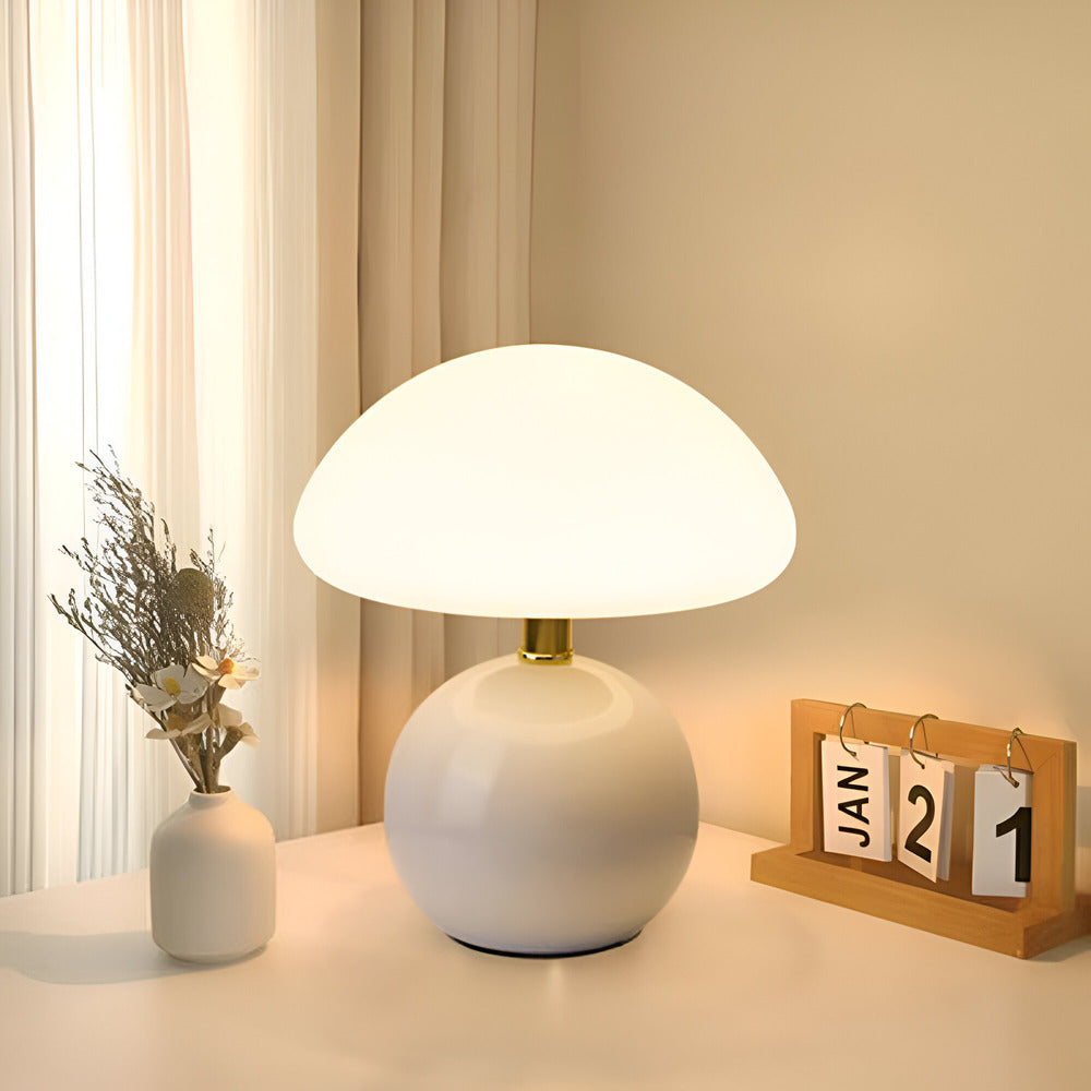 Stilfull LED-svamplampa, Bauhaus-design. Dekorativ bordslampa med 3 färger för modern inredning.