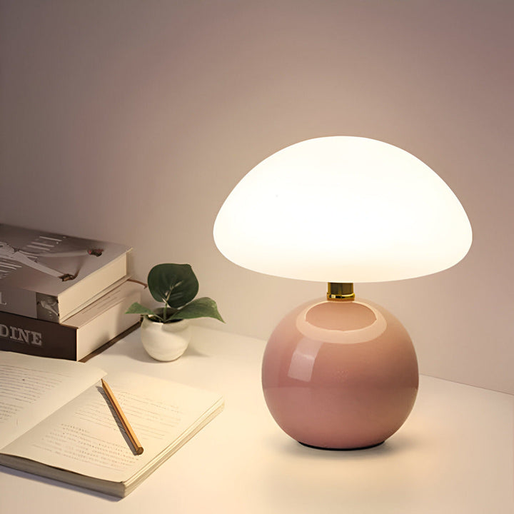 Heminredning: Elegant Bauhaus svamplampa. LED-bordslampa med 3 ljusfärger för perfekt belysning.