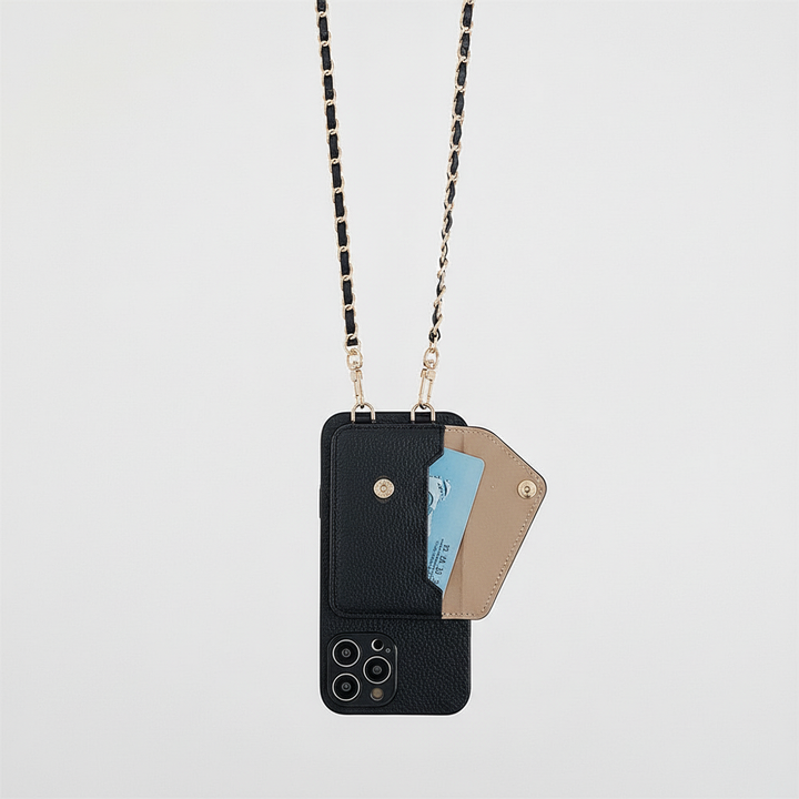 Rosa iPhone plånboksfodral i PU-läder. Multifunktionellt skyddsfodral med praktiska kortfack. Elegant design.