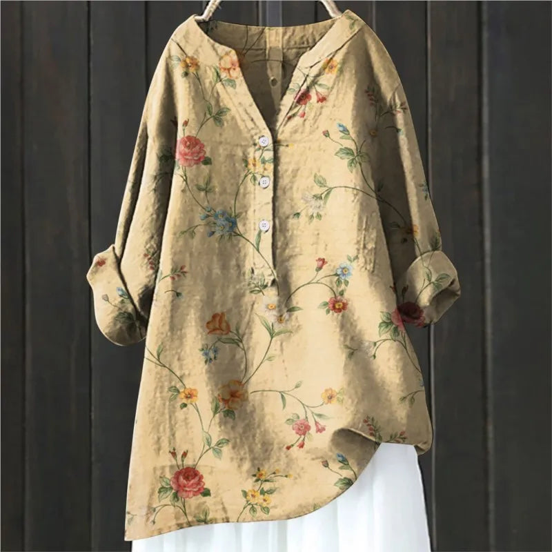 Mångsidig kvinnors topp: blommig blus i elegant stil för vardagsmode