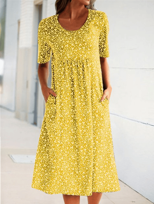 Lätt och luftig blommig damklänning, en bekväm sommarklänning med elegant fall för alla tillfällen.