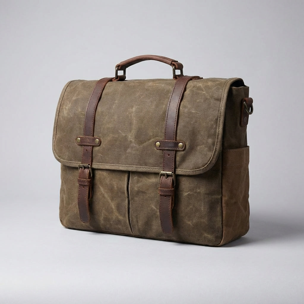 Herrarnas praktiska läder messengerbag. Crossbodyväska med smart organisation för vardagsbruk eller arbetsväska.