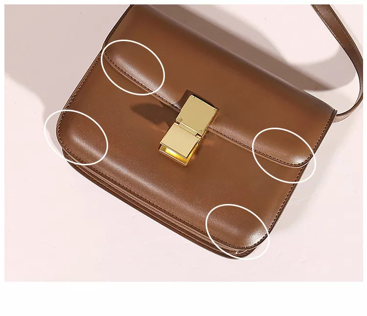 Chic brun axelväska för kvinnor, med modern tofu-inspirerad form. En stilren modeaccessoar för alla årstider.