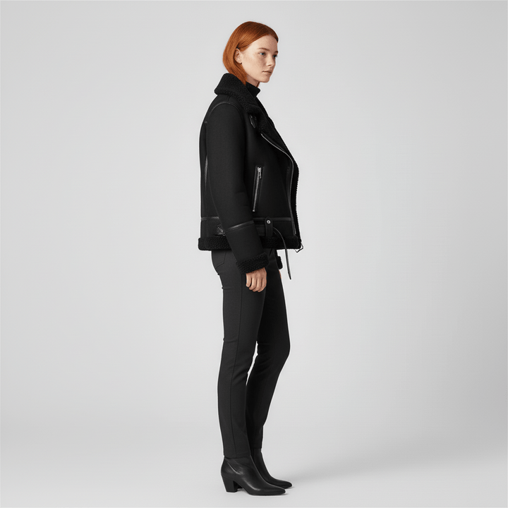 Svart damjacka Amy, elegant ytterplagg med varmt foder. Perfekt kort vinterjacka i mode damkläder.