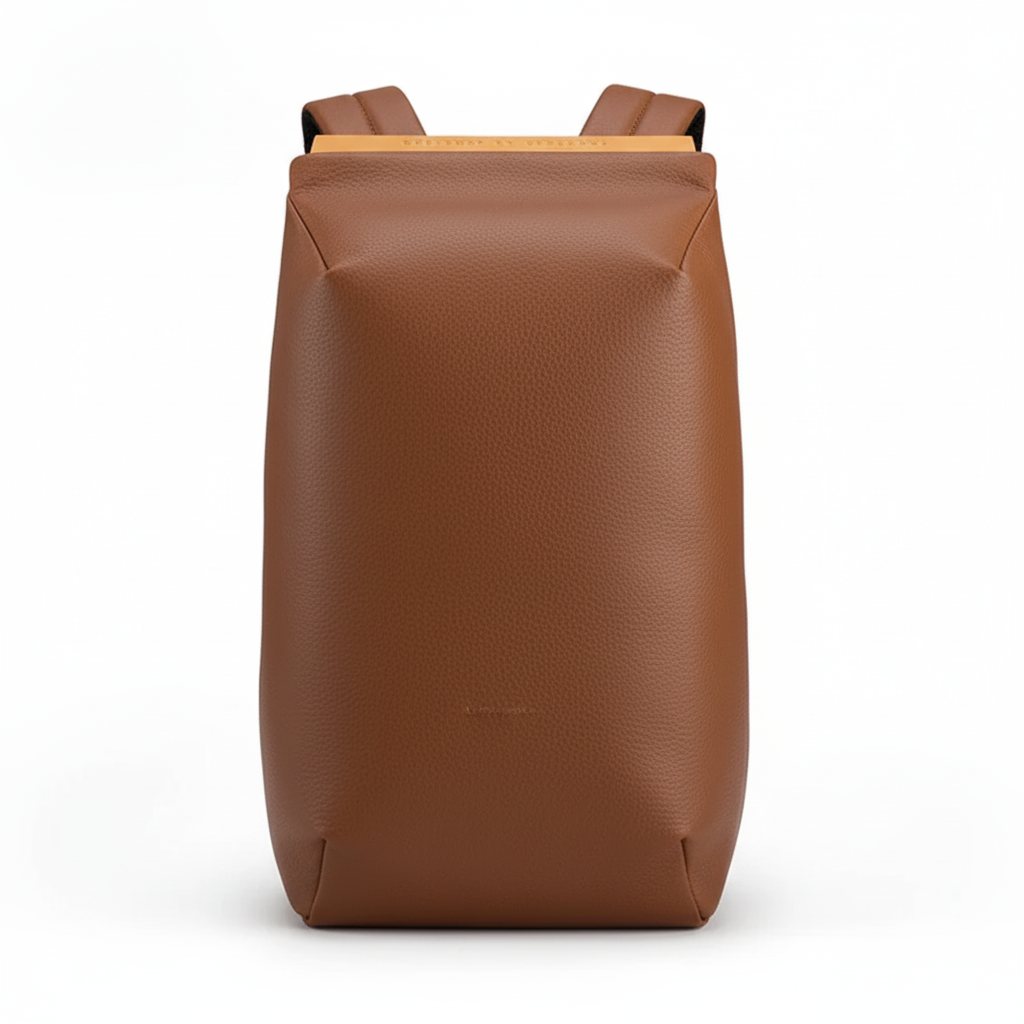 Rymlig herrryggsäck i brunt läder med laptopfack. Perfekt vardags- & reseryggsäck med stöldskydd.