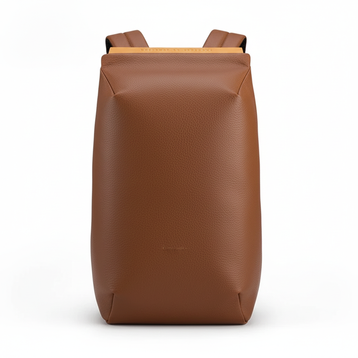 Rymlig herrryggsäck i brunt läder med laptopfack. Perfekt vardags- & reseryggsäck med stöldskydd.