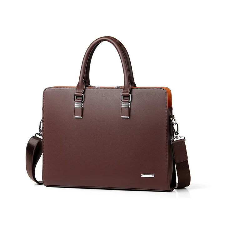 Stilren herr laptopväska för 38cm dator. Professionell arbetsväska med plats för dokument och tillbehör.