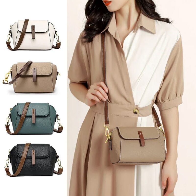 "Elegant crossbody damväska i mjukt läder med stilren design för moderna kvinnor; perfekt för mode och funktionalitet."