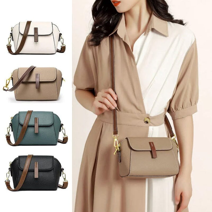 "Elegant crossbody damväska i mjukt läder med stilren design för moderna kvinnor; perfekt för mode och funktionalitet."
