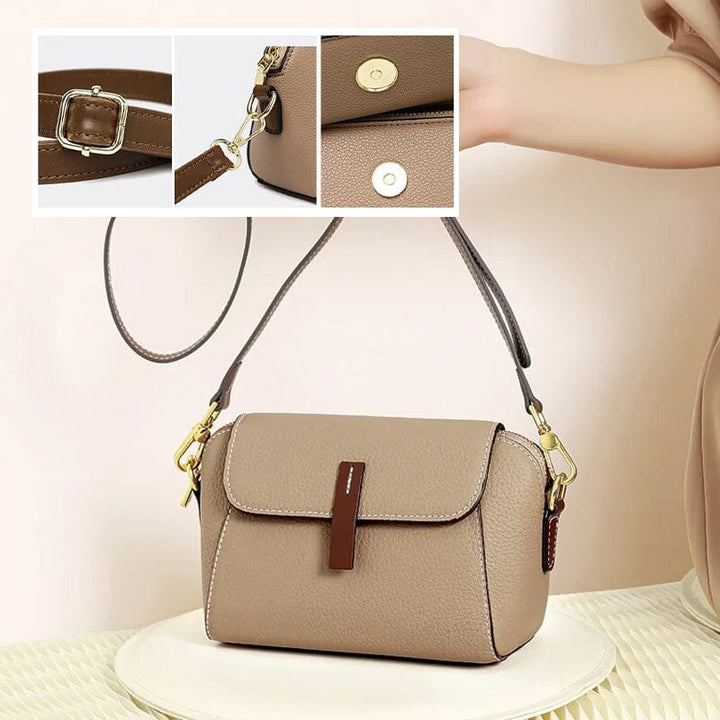 "Elegant crossbody damväska i mjukt läder med stilren design för moderna kvinnor; perfekt för mode och funktionalitet."
