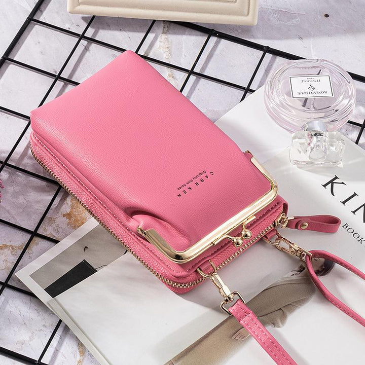 "Elegant crossbody kurirväska i PU-läder för kvinnor med justerbar rem, flerrumsdesign, finns i flera färger."
