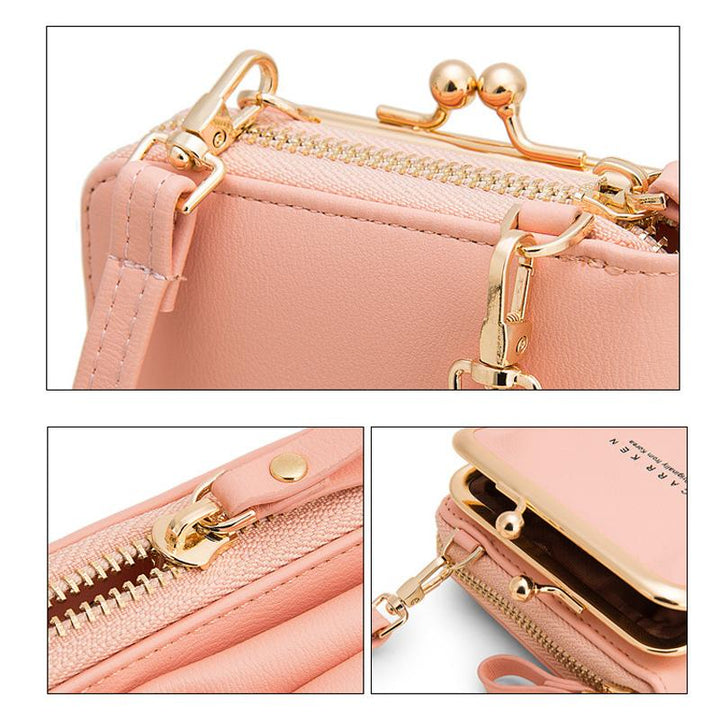 "Elegant crossbody kurirväska i PU-läder för kvinnor med justerbar rem, flerrumsdesign, finns i flera färger."