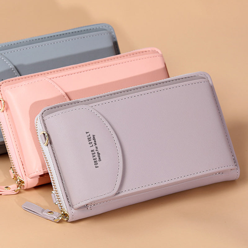 "Elegant dam crossbody telefonväska i rött PU-läder med avtagbar rem, rymligt fack för värdesaker, mångsidig design."