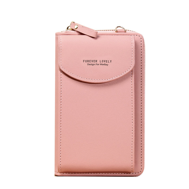 "Elegant dam crossbody telefonväska i rött PU-läder med avtagbar rem, rymligt fack för värdesaker, mångsidig design."
