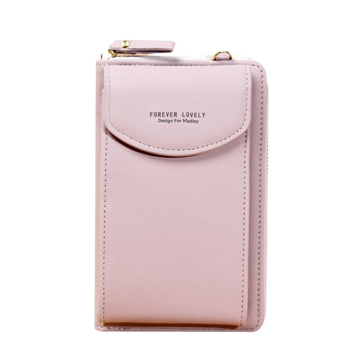 "Elegant dam crossbody telefonväska i rött PU-läder med avtagbar rem, rymligt fack för värdesaker, mångsidig design."