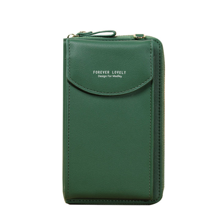 "Elegant dam crossbody telefonväska i rött PU-läder med avtagbar rem, rymligt fack för värdesaker, mångsidig design."
