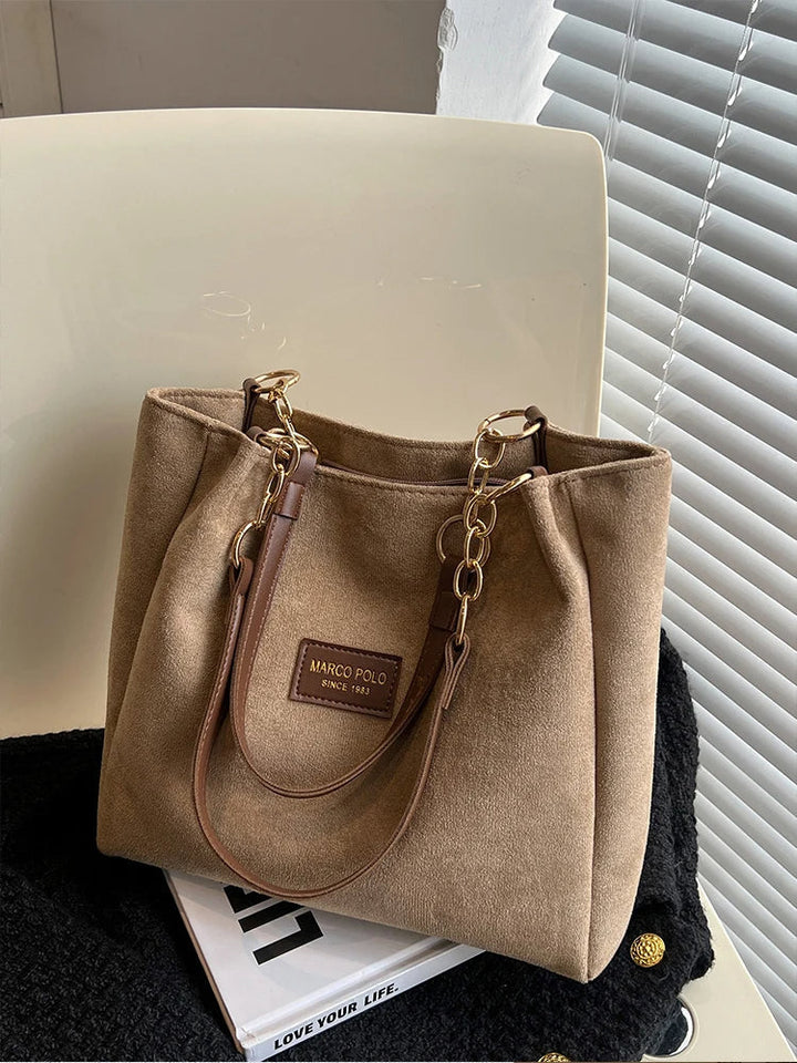 Stilren damväska, stor pendlarväska med plats för laptop, modeaccessoar för vardag och affärsresor, elegant design.