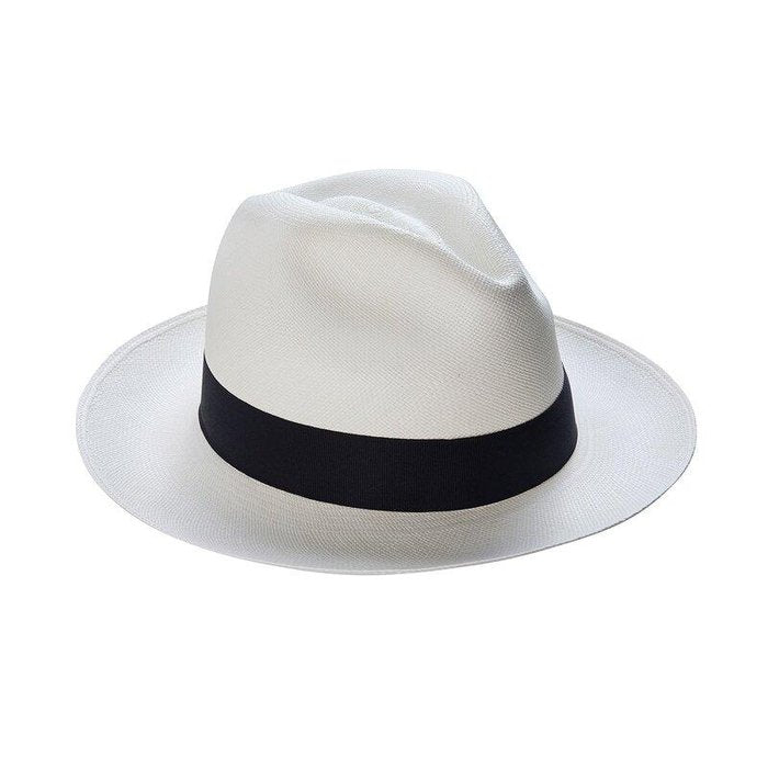 "Elegant dam solhatt med stort brätte, naturlig halm, beige/white, erbjuder utmärkt solskydd, sommaraccessoar."