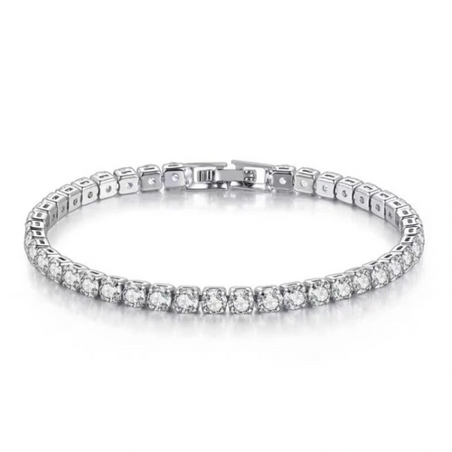 Elegant dam tennisarmband med gnistrande zirkoner. Perfekt justerbart smycke för fest.