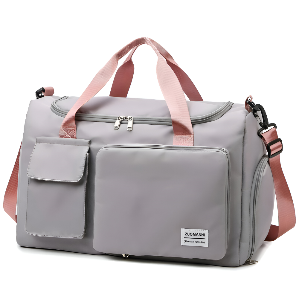 Grå dam dufflebag, stilren weekendväska som är både praktisk & rymlig för äventyr.