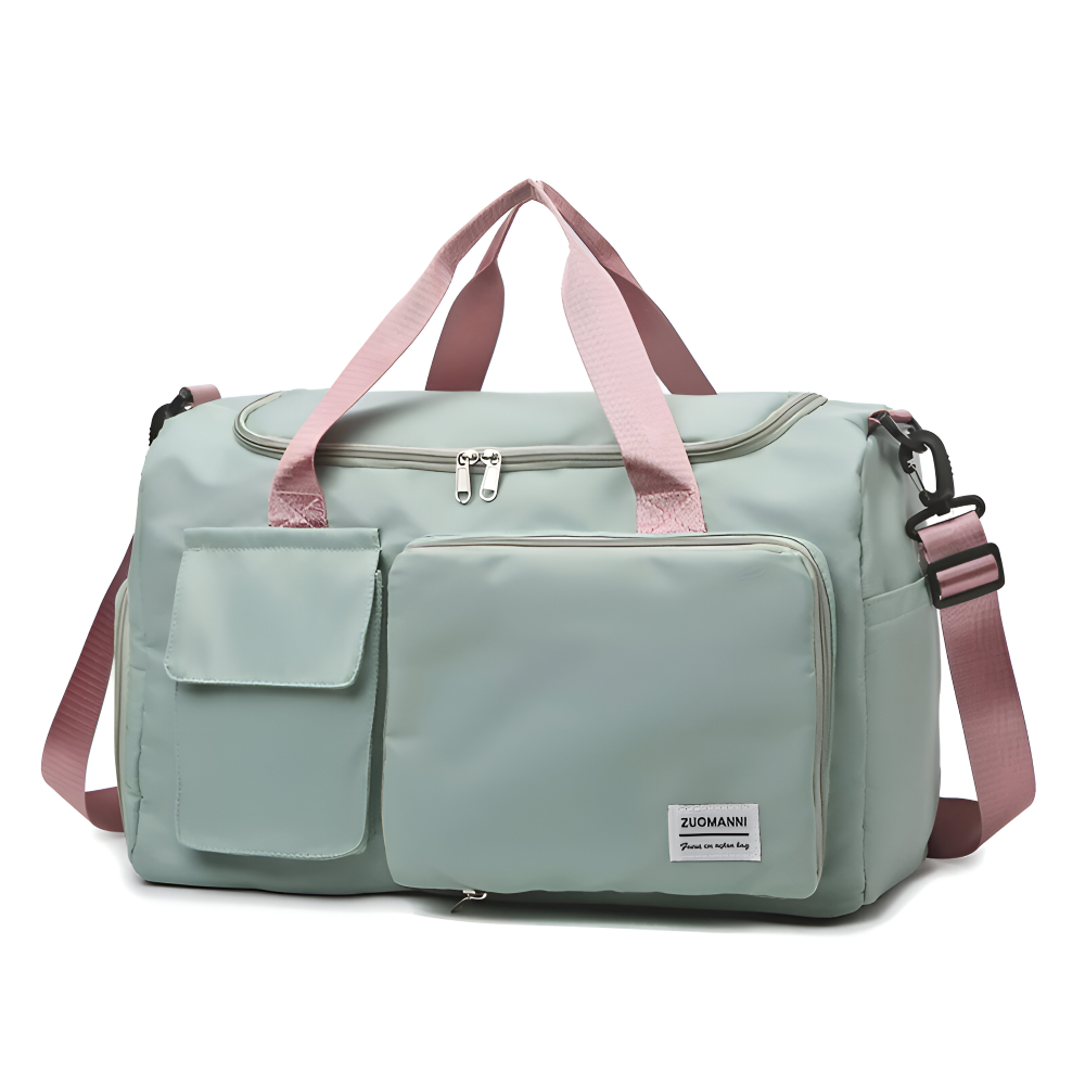 Dam sportväska, elegant dufflebag idealisk för gym, med plats för ombyte & skor.