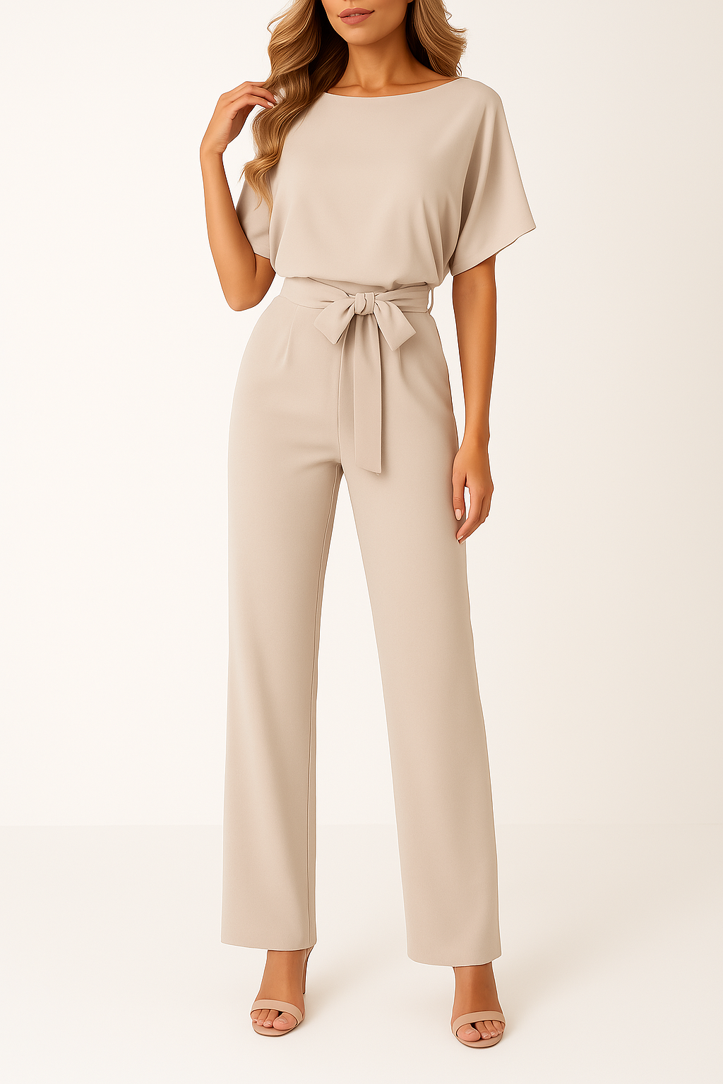 Chic damjumpsuit "Emma" med korta ärmar och vida ben. Elegant för alla tillfällen.