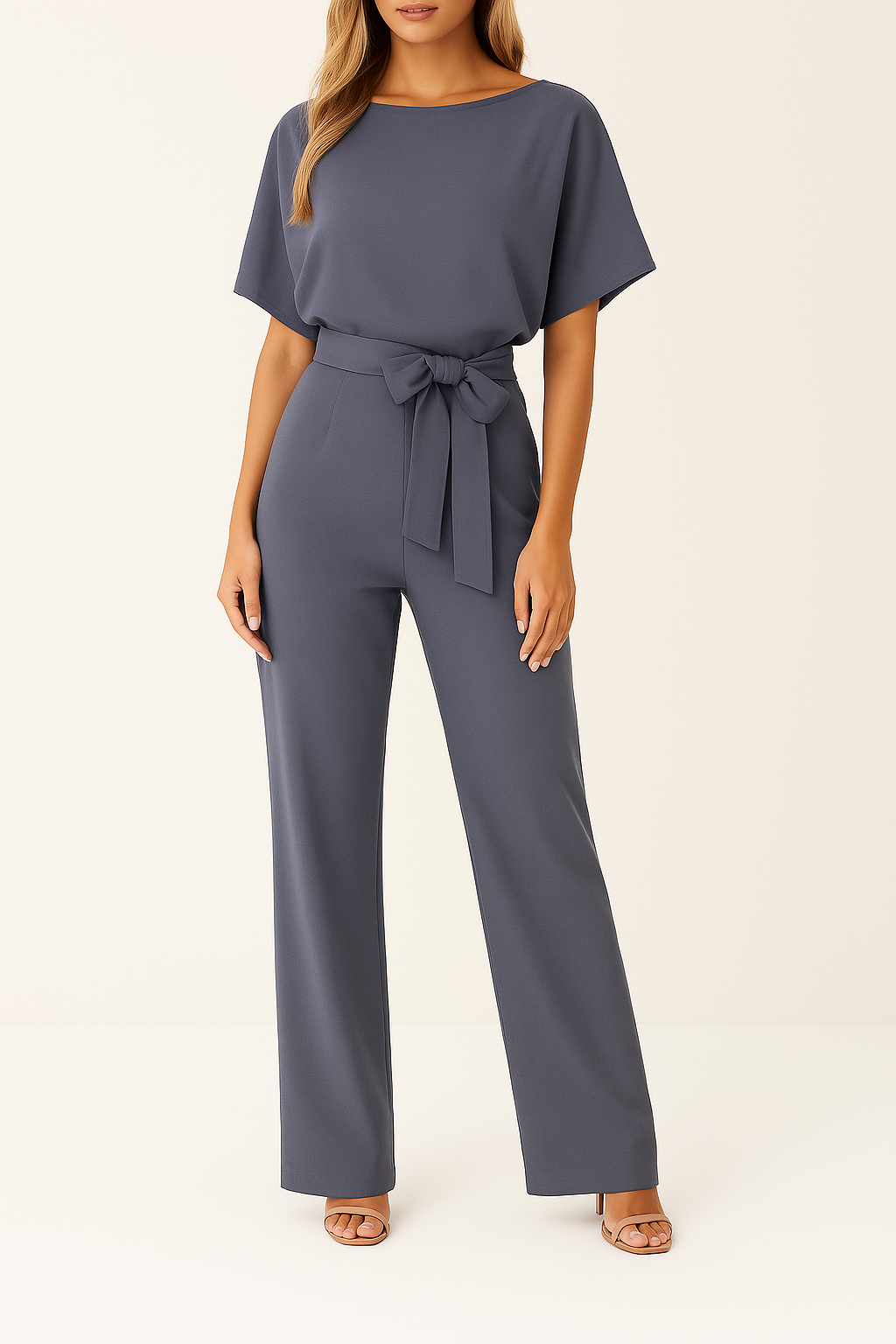 Bekväm & stilfull jumpsuit med vida ben. Knytband i midjan ger en smickrande silhuett.