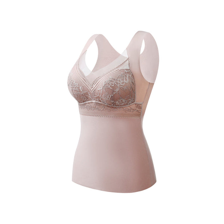 "Elegant damtermounderställ med inbyggd BH, scoop-neck design, andningsbar polyester, svart färg för komfort och stil."