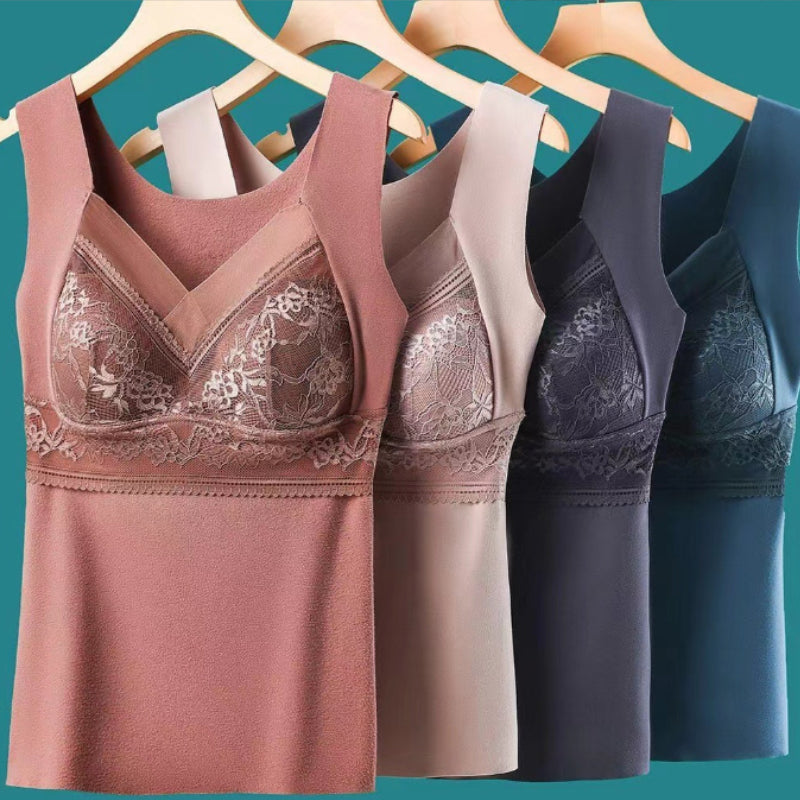 "Elegant damtermounderställ med inbyggd BH, scoop-neck design, andningsbar polyester, svart färg för komfort och stil."