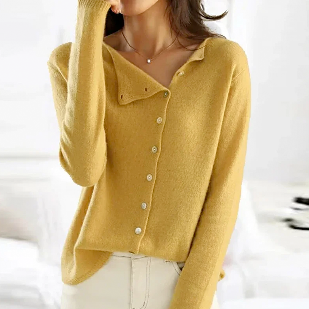 Rosa damtopp, lättstickad Skye-tröja. Långärmad och mysig med figursydd design, perfekt för vardagen.