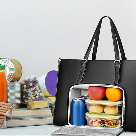 Elegant damväska, isolerad lunchväska & laptopväska. Praktisk tote för kontor, jobb, vardag & organisation.