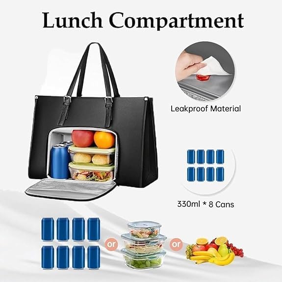 Snygg damväska: isolerad lunchväska & laptopväska. Elegant & praktisk toteväska för kontoret, jobb & pendling.