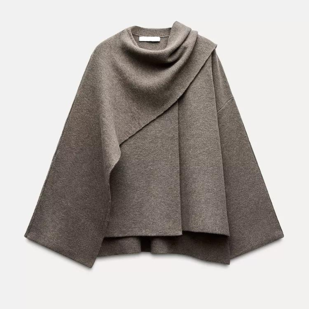 Kvinnors vinterkappa med chic drapering, stiligt ytterplagg för en elegant look