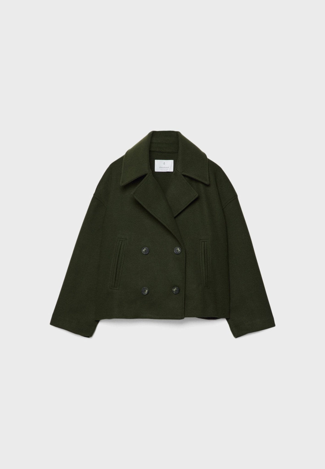 Chic dubbelknäppt kortjacka för dam. Exklusiv höstjacka som ger en sofistikerad och modern look.