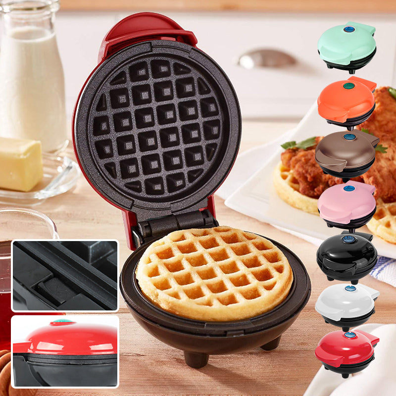 "Elegant elektrisk kompakt våffelmaker med non-stick beläggning, perfekt för små kök och resor."