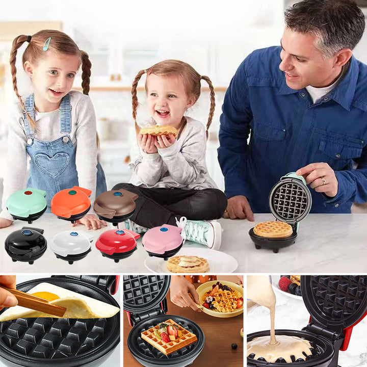 "Elegant elektrisk kompakt våffelmaker med non-stick beläggning, perfekt för små kök och resor."