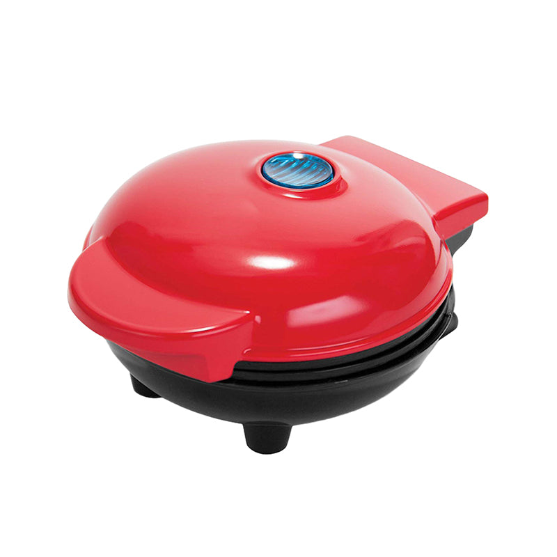 "Elegant elektrisk kompakt våffelmaker med non-stick beläggning, perfekt för små kök och resor."