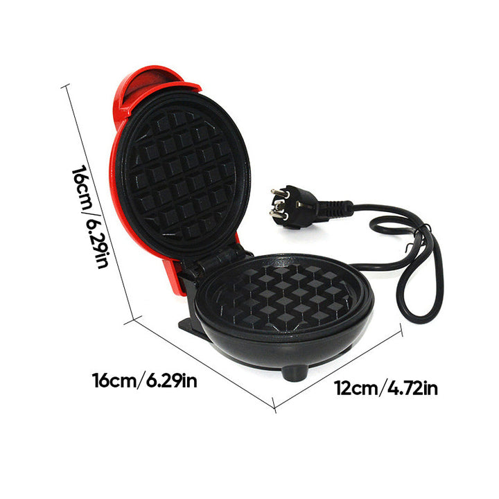 "Elegant elektrisk kompakt våffelmaker med non-stick beläggning, perfekt för små kök och resor."