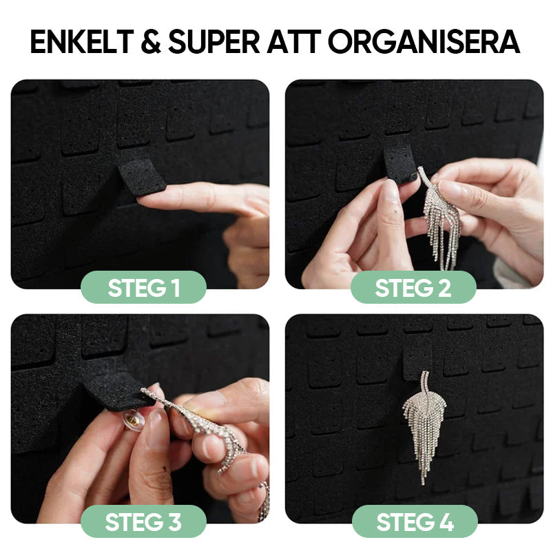 "Elegant filthängande smyckeorganisatör, stor kapacitet för örhängen och halsband, i röd, svart eller vit."