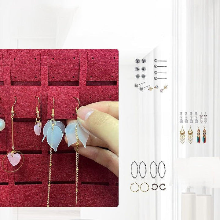 "Elegant filthängande smyckeorganisatör, stor kapacitet för örhängen och halsband, i röd, svart eller vit."