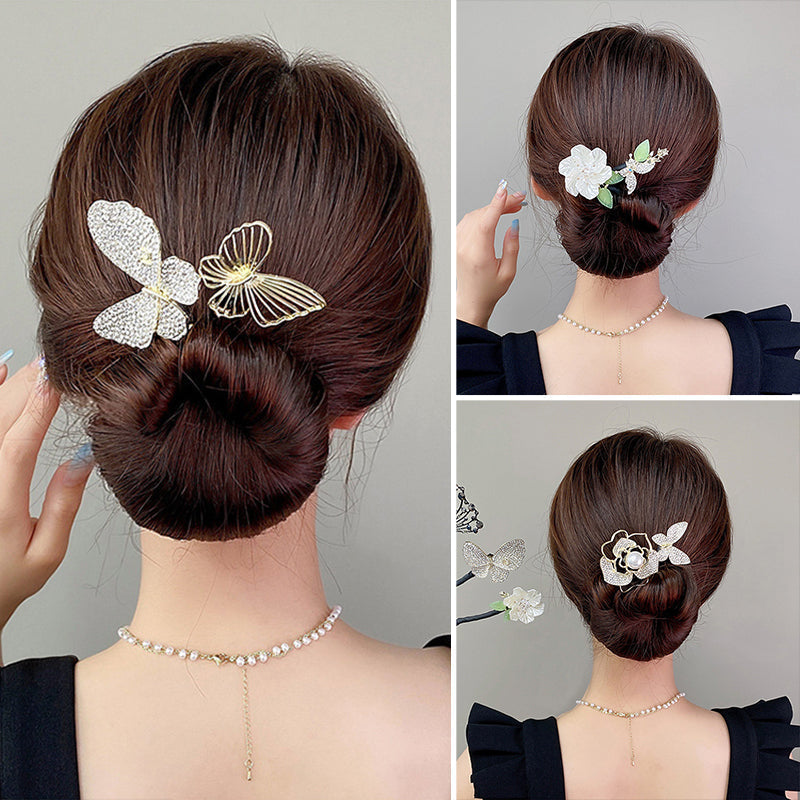 "Elegant, flexibel hårklämma med diamantdetaljer för kvinnor; stilren och halkfri design, perfekt för alla frisyrer."