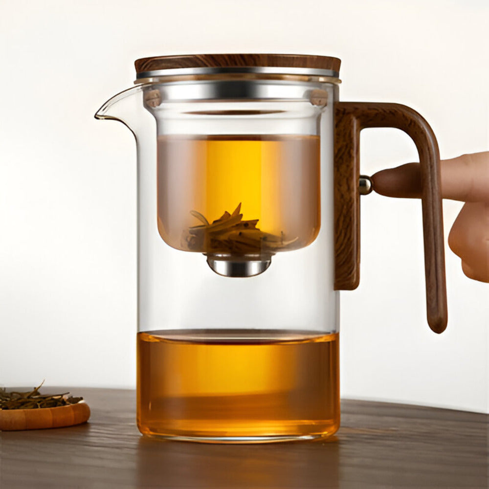 Elegant glastekanna med sil för löste teer. Perfekt för tebryggning, en present för teälskare.