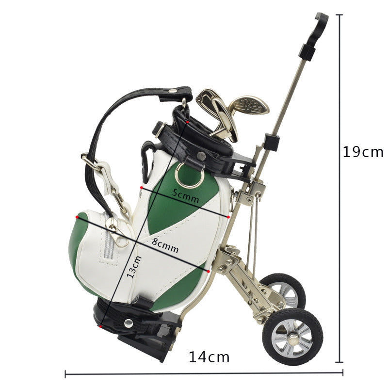 "Elegant golf pennhållare i form av golfväska, i PU och aluminium, flera färger för herr/dam, perfekt för kontor och hem."