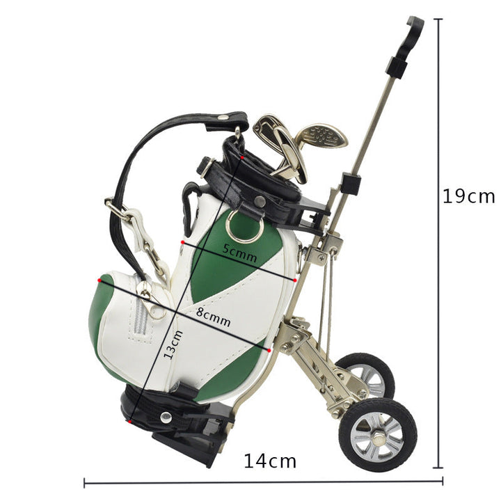 "Elegant golf pennhållare i form av golfväska, i PU och aluminium, flera färger för herr/dam, perfekt för kontor och hem."