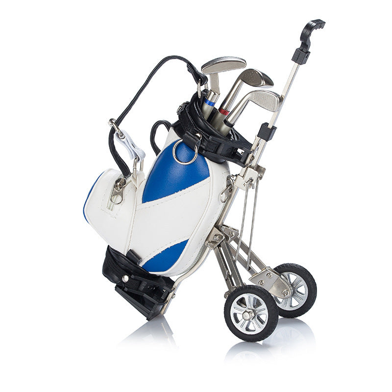 "Elegant golf pennhållare i form av golfväska, i PU och aluminium, flera färger för herr/dam, perfekt för kontor och hem."