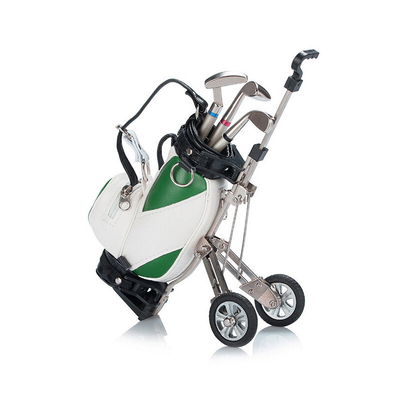 "Elegant golf pennhållare i form av golfväska, i PU och aluminium, flera färger för herr/dam, perfekt för kontor och hem."