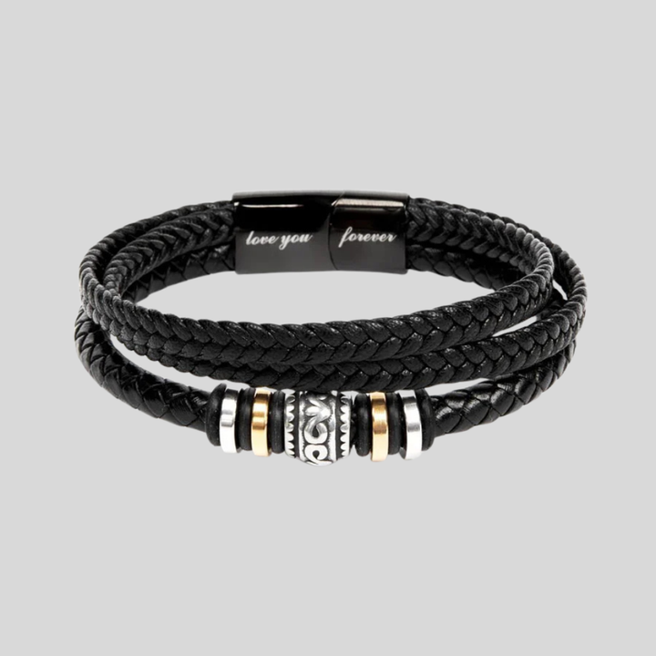 Elegant graverat textilarmband för män, perfekt som personlig present till farsdag eller födelsedag.