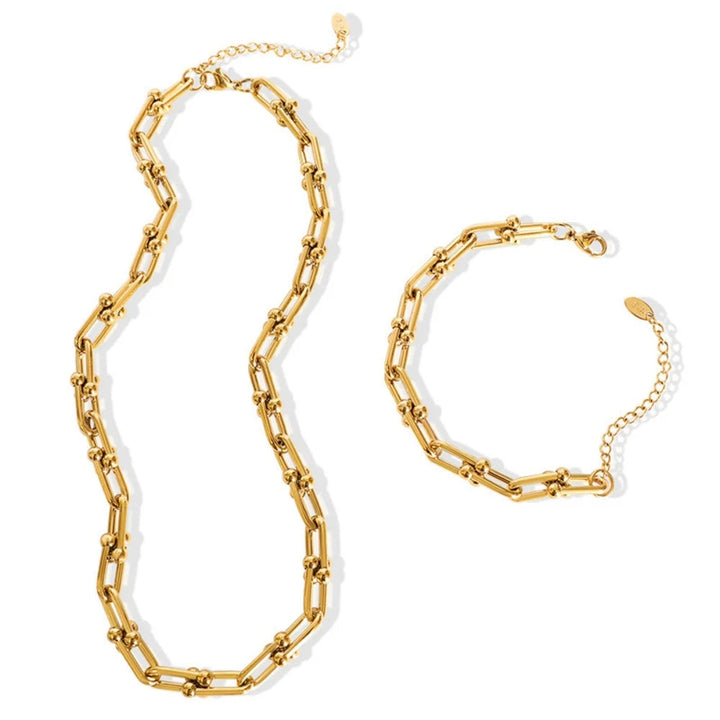 Mångsidigt guld länkset, elegant halsband och armband som passar alla tillfällen.