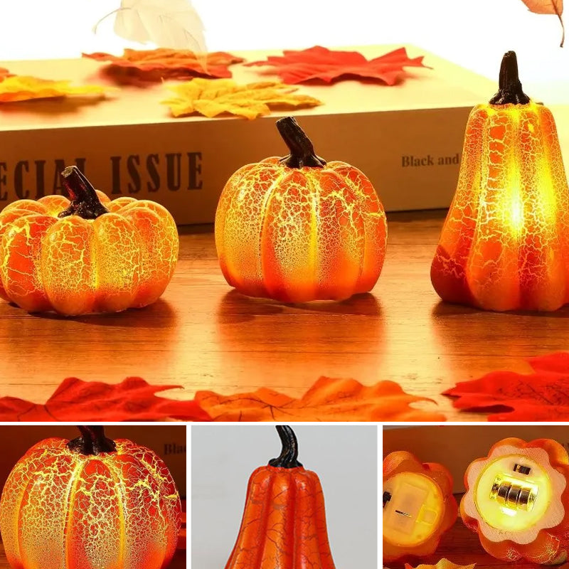 "Elegant Halloween Pumpalykta i resin, batteridriven, med klassiska element för unik spöklik hemmadekor."